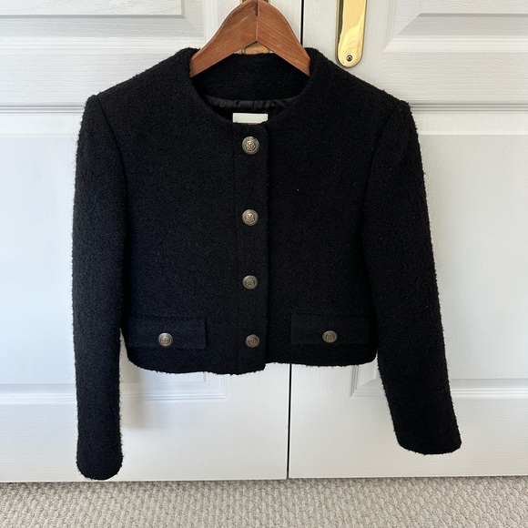Sandro Jackets & Blazers - Sandro Black Cropped Bouclé Jacket